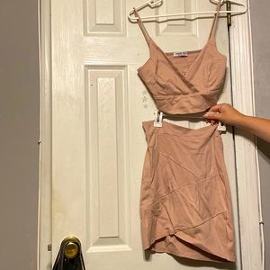 2 piece salmon outfit (crop tank and mini skirt)